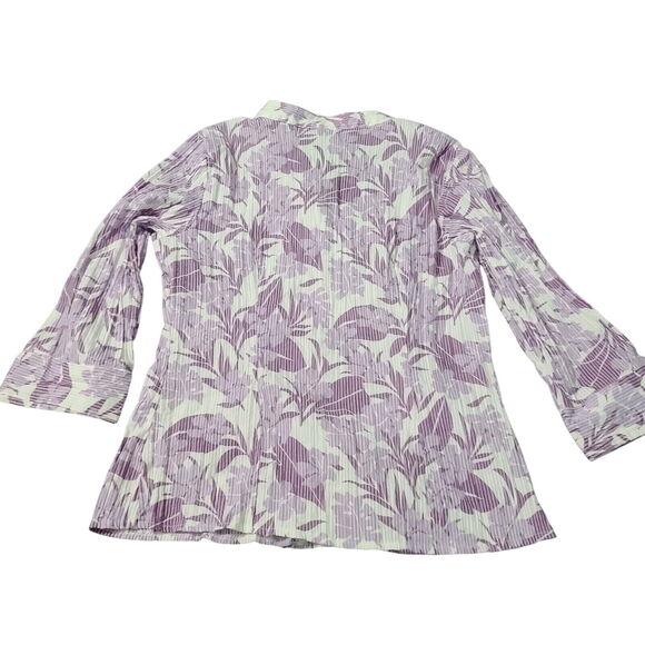 Fred David Petites Womens Button Up Blouse Multicolor Size PM Polyester Blend - Picture 2 of 12